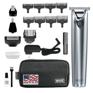 lot 5061 image: Wahl USA Stainless Steel Lithium Ion 2.0 Beard Trimmer for Men - Electric Shaver and Nose Ear Trimmer - Rechargeable All in One Menfts Grooming Kit - Model 9864SS
