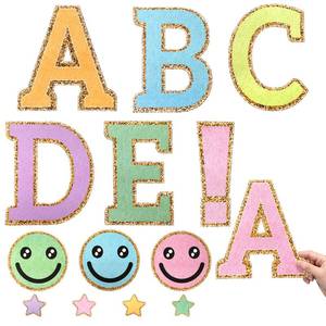 lot 6039 image: Mooliwe 120 Pcs 6.4 Inch Bulletin Board Letters Set Colorful Embroidered Alphabet Printing Chenille Cutout Letters Set with Adhesive Dots for Poster Board, Party, and Classroom Decor