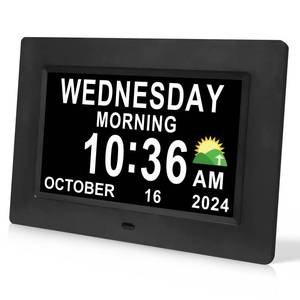 lot 6045 image: SSINI Digital Calendar Dementia Alarm Clock with Day and Date for Elderly - 15 Alarms 5 Colors Display Large Display Alzheimers Clock Large Digital Clock for Seniors (7in Black)