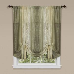 lot 6069 image: ACHIM Light Filtering Ombre Tie-Up Window Shade - 50 Inch Width, 63 Inch Length (Sage) - Machine Washable and Easy to Clean Polyester Sheer Drape for Kitchen, Living, and Dining Room Home Decor