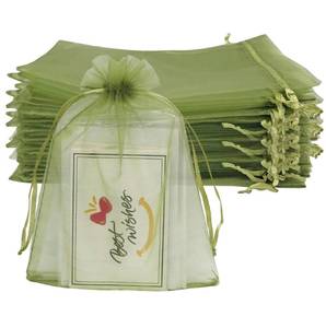 lot 6075 image: Jexila 100PCS Organza Bags 4ftftX6ftft Olive Green Small Mesh Gift Bags with Drawstring for Jewelry, Party Favor, Candy, Fruit Protection Bags