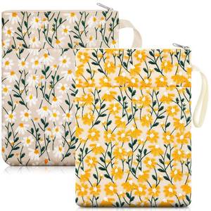 lot 6081 image: Yeyeplum 2 Pcs 12ftftx9ftft Embroidered Daisy Book Sleeve with Handle Zipper for Book Lovers Washable Fabric Flower Sleeve Pouch for Paperbacks Hardcover, Christmas Gift for Reader Teacher Women Girls