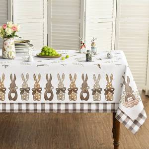lot 6084 image: Horaldaily Easter Tablecloth 6084 Inch Rectangular, Spring Carrots Bunny Washable Table Cover for Party Picnic Dinner Decor