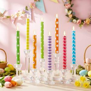 lot 6103 image: Huquary 8 Pcs Easter Flameless Taper Candles Battery Operated 10 Inch Pastel Spring LED Flameless Candlesticks for Easter Dinner Table Decor