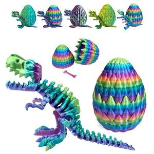 lot 6104 image: utosday Easter Eggs Filled with Dinosaur Toys, 3D Printed Animals Mystery Crystal Dragon Egg with Articulated Tyrannosaurus Rex, Easter Basket Stuffers Fidget Toy for Adults Kids (Candy)