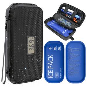 lot 6105 image: Insulin Cooler Travel Case TSA Approved Diabetic Medicine Cooling Bag with Digital Temperature Display, 2 Ice Pack