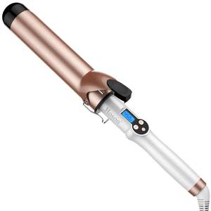 lot 6106 image: Hoson 1 34 Inch Curling Iron Large Barrel, 1.75 Long Barrel Curling Wand Dual Voltage, Ceramic Tourmaline Coating with LCD Display, Glove Include