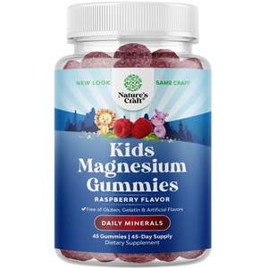 lot 6112 image: Relaxing Calm Magnesium Gummies for Kids - Great Tasting Kids Magnesium for Nerve Bone and Muscle Health - Gelatin and Gluten Free 85mg per serving Elemental Magnesium for Kids Daily Wellness Support