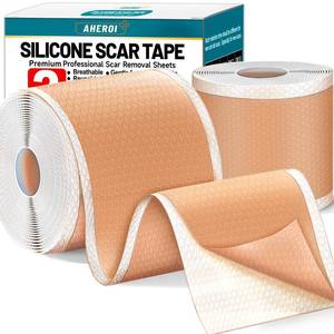 lot 6116 image: Aheroi Silicone Scar Tape, 1.6inx200in Silicone Scar Sheets(2 Rolls-5M)Medical Grade Scar Sheets for Surgical Scars, Soft Scar Patches Reusable Scar Removal Strips,Effective C-Section Keloid Tummy Treat