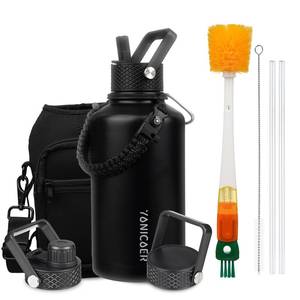 lot 6123 image: YONICOER Insulated Water Bottle 64oz,Triple Wall Vacuum Stainless Steel(Dishwasher Safe),Leak Proof and Non-BPA,Flask Jug with Paracord Handle and Straw Spout Lids Sports Cherry Blossom
