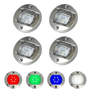 lot 6125 image: Vcanuplms Marine Boat Interior Lights 4Pcs RGBW, 3�� Round Waterproof Boat Deck Courtesy Light, 12V Stern Transom Anchor Navigation Light for Boats Led