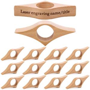 lot 6472 image: Resurhang 12 Pcs Wood Book Page Holder for DIY Laser Engraving, Wooden Thumb Bookmark Page Holder for Novel Reading, Gifts for Book Lovers Readers, Reading Accessories (Beech Wood,Grid Style)