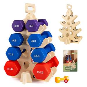 lot 6490 image: Dumbbell Rack Stand Only, Wooden 4-Tier Small Weight Holders for 5-15lbs Free Weights and Women, Compact A-Frame Hand Weight Rack for Home Gym Space Saving (Dumbbells Not Included)