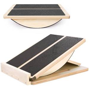 lot 9013 image: MUCITAGF Professional 2-in-1 Wooden Slant Board and Balance Board Adjustable Incline Board and Calf Stretcher, Physical Therapy Equipment, Standing Desk, Rocker Board, Core Training, Anti Slip Roller