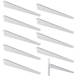 lot 9064 image: Yalikop 10 Pack Adjustable Shelf Brackets for Double Track System Closet Organization Heavy Duty Wire Shelf Brackets (White,18.5 Inches)