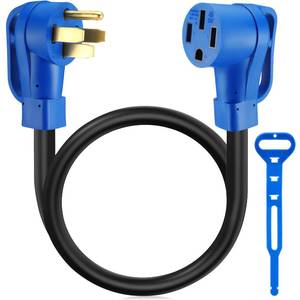 lot 11092 image: Kanayu 50 Amp RVEV Extension Cord NEMA 14-50P to 14-50R ETL Listed 4 Prong Flexible Heavy Duty STW Outdoor Waterproof Power Cord with Grip Handle for RV EV Camper(3ft)