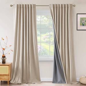 lot 11108 image: PrinceDeco Blackout Curtains 84 inch Length 2 Panels Set 100percent Blackout Long Drapes for Bedroom Living Room Darkening Curtain Thermal Insulated Back tab Rod Pocket(52x84 inch,Bleached Sand)