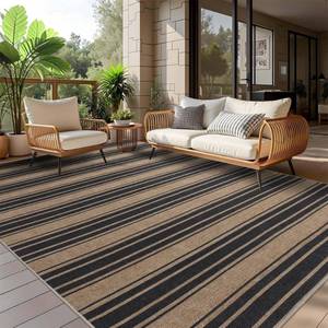 lot 11112 image: Striped Easy Jute Rug 5x7 Outdoor Patio Rug Washable Rugs for Living Room Bedroom Non Slip Non Shedding Neutral Farmhouse Indoor Outdoor Carpet for Backyard Patio Office
