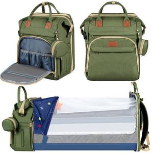 lot 11114 image: ZRSUN Baby Diaper Bag Backpack,Baby Shower Gifts, Multifunctional Travel Diaper Bag, Gifts for Mom with Portable Diaper Pad (Green)