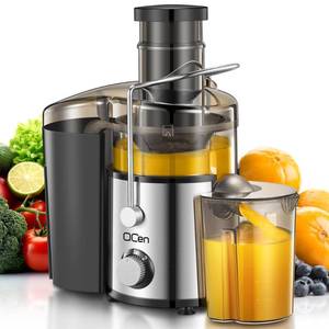 lot 11127 image: QCen Juicer Machine, 800W Centrifugal Juicer Extractor with 3in Wide Mouth Feed Chute for Fruits and Vegetables, Easy to Clean, Stainless Steel, BPA-Free