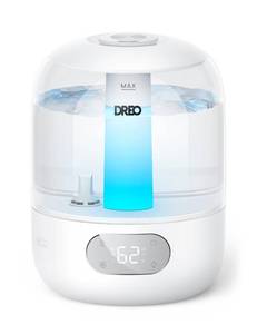 lot 11128 image: DREO Humidifiers for Bedroom, 3L Top Fill 30H and 26dB Quiet Runtime for Large Room, Cool Mist Ultrasonic Humidifier with Humidity Sensor, Night Light for Home, Baby, Nursery, Plants, New Edition