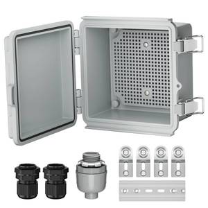 lot 11134 image: Joinfworld Outdoor Electrical Box Waterproof IP67 6X6 Plastic Project Box Enclosure Weatherproof for WiFi Electronics Solar Network Marine Outside with Stainless Steel Hinged