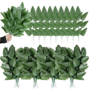 lot 11138 image: XONOR Artificial Silk Leaf Fern - Artificial Fern Leaves Stem Faux Greenery Plant for Cemetery Grave Headstone Wedding Home Garden Decoration (100Pcs, Dark Green)