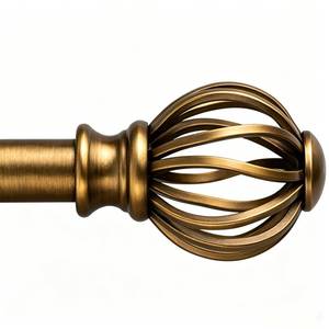 lot 11139 image: Brass Curtain Rods for Windows 30-88 Inch Adjustable Heavy Duty Metal,1 Inch Pipe Decorative Modern Rustic Blackout Drapery Rods with Twisted Cage Finials