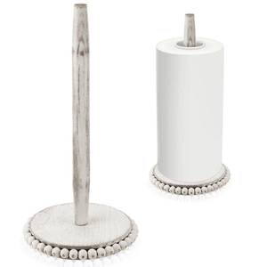 lot 11142 image: Yoande Farmhouse Paper Towel Holder Countertop White Wood Rustic Christmas Paper Towel Roll Holder Stand Organize Winter Holiday Farmhouse Christmas Table Decor Accessories for Home Kitchen Bathroom