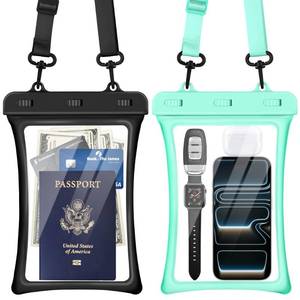 lot 12172 image: CACOE Floatable Floating Universal IPX8 Waterproof Phone case 2 Pack-Up to 10.0in,Adjustable Lanyard Phone Pouch,Cellphone Dry Bags for Vacation Beach Pool Kayak Cruise Travel EssentialsBlackGreen