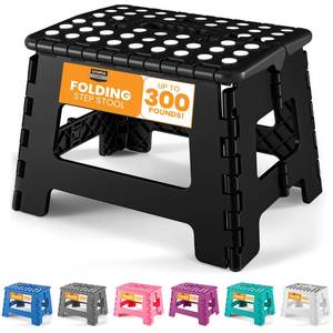 lot 12175 image: Utopia Home Folding Step Stool with Handle � 9 Inch Anti Slip Collapsible Stool � Holds Up to 300 lbs � Sturdy Plastic Step Stool Foldable for Kitchen, Bathroom and Home Use (1-Pack, Black)