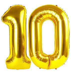 lot 12191 image: Gold Number 10 Balloon 40 inch, 10 Number Balloons, 10th Gold Birthday Decorations, 10 Year Old Girls Boys Golden Party Supplies