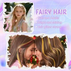 lot 12202 image: Pouweney Hair Tinsel Kit, 22 Colors Fairy Tinsel Hair Extensions for Teen Girls Heat Resistant Glitter Hair Accessories for Christmas New Year Halloween Cosplay Party(48 Inch)
