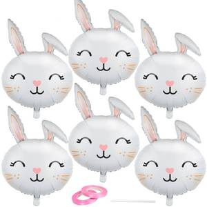 lot 12203 image: AxiyanX 6 PCS Bunny Balloon Easter Balloons Rabbit Head Foil Balloons for Easter Themed Party,Bunny Birthday Decorations,Bunny Baby Shower Decorations (Bunny Balloon-6pcs)