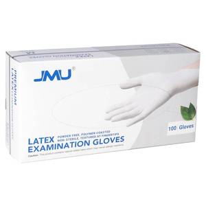 lot 12213 image: JMU 100 Pcs Latex Gloves Medium, 5 Mil Thick White Medical Exam Latex Gloves Powder-Free