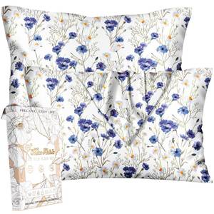lot 12225 image: Miss Adola Silk Pillowcase 2 Pack - Cute Pillow Cases 20in x 26in Standard Size Set of 2 for Hair and Skin Smooth Soft Breathable with Hidden Zipper Cooling Pillow Covers for Sleeping, Blue Daisy