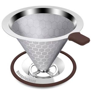 lot 12230 image: Roogaluckeep Pour Over Coffee Dripper, Stainless Steel Coffee Filter, Paperless Reusable Coffee Filter, Metal 600 Mesh Strainer Coffee Maker Single Cup Brewer 1-2 Cup