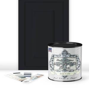 lot 12251 image: ALL-IN-ONE Paint by Heirloom Traditions, Iron Gate (Black), Quart - Durable cabinet and furniture paint. Built in primer and top coat, no sanding needed. Includes our 30 featured color card.