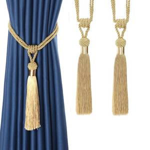 lot 12256 image: BEL AVENIR Curtain Tiebacks Hand-Woven Holdbacks Home Decorative Tassels Tiebacks (Gold, 2 Pack)