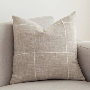 lot 12275 image: vctops Rustic Lattice Cotton Linen Decorative Throw Pillow Cover Embroidery Square Cushion Cover Pillowcase for Sofa Bedroom Couch (Plaid Coffee,24inx24in)