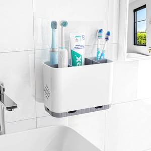 lot 12311 image: Toothbrush and Toothpaste Holders for Bathrooms Countertop - Detachable 5 Slots Kids Electric Toothbrush Holders Set Wall Mounted with Removable Dividers for Bathroom Decor and Accessories Organizer