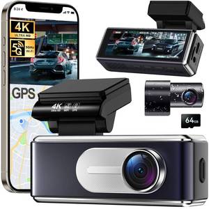 lot 12323 image: Csyibeielec Dash Cam Front and Rear - 4K HD Dual Dash Camera for Cars, Built-in 5G WiFi GPS, 64GB Card, Dashcam with 3.2in IPS Screen, UHD Night Vision, HDR, App Control, 24H Parking Monitor