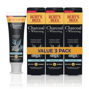 lot 12327 image: Burtfts Bees Toothpaste, Natural Flavor, Charcoal with Fluoride Toothpaste, Mountain Mint, 3 x 4.7oz