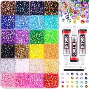 lot 12329 image: 34000Pcs Resin Jelly Rhinestones for Bedazzling, Multicolor 3mm Flatback Gems for Diamond Art, Bedazzler Kit with 3Pcs 10ml B7000 Jewelry Glue for Bedazzle Thing Crafting Book Nail Art