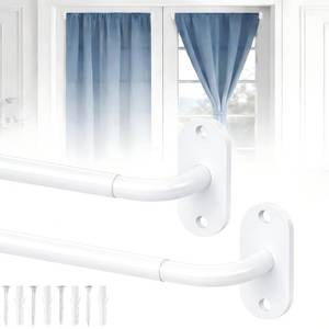 lot 12333 image: OICIPT 2 Pack French Door Curtain Rods, Screw-Mounted Sash Rods Adjustable 18�30 Inch, 12in Diameter Wrap Around Curtain Rods for Front Door Windows, White