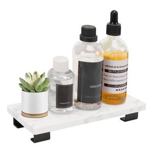 lot 12339 image: Winmien Bathroom Vanity Tray and White Marble Kitchen Soap Tray, Luxurious Small Accessory for TableCountertop (Black-Rectangle, 8in x 4in x 1in)