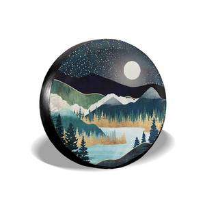 lot 12353 image: cozipink Abstract Mountains Deer Lake Landscape Spare Tire Cover Wheel Protectors Weatherproof Wheel Covers Universal Fit for Trailer Rv SUV Truck Camper Travel Trailers Accessories 14in 15in 16in 17in