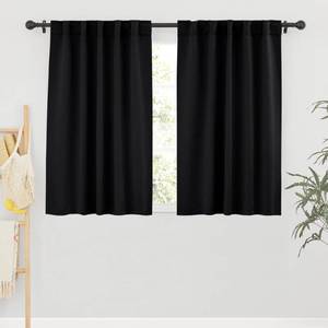 lot 12366 image: RYB HOME Blackout Curtains Pair - Solid Country Window Decorating Panels Light Block Drapes for Bedroom Kitchen Office Privacy Curtains for Gift, Wide 42 x Long 54 inch, Black, Set of 2