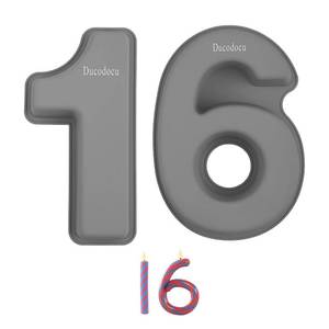 lot 12369 image: Ducodocu Silicone Number Cake Pan Large 3D Number Cake Mold Baking Forms Novel Cake Tins DIY Baking Mold for 220th Birthday Wedding Anniversary 10 inch Number of 1and6, 2 Pack