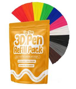 lot 12381 image: Toy Tree 300 Piece 3D Pen Refill Pack  Compatible with The 3Doodler Start Only  10 Vibrant Colors of Safe Low Temperature PCL Filament 2.5mm Thick  Not Compatible with Other 3D Pens